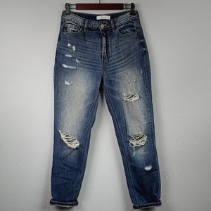 Kancan High Rise Distressed Boyfriend Denim